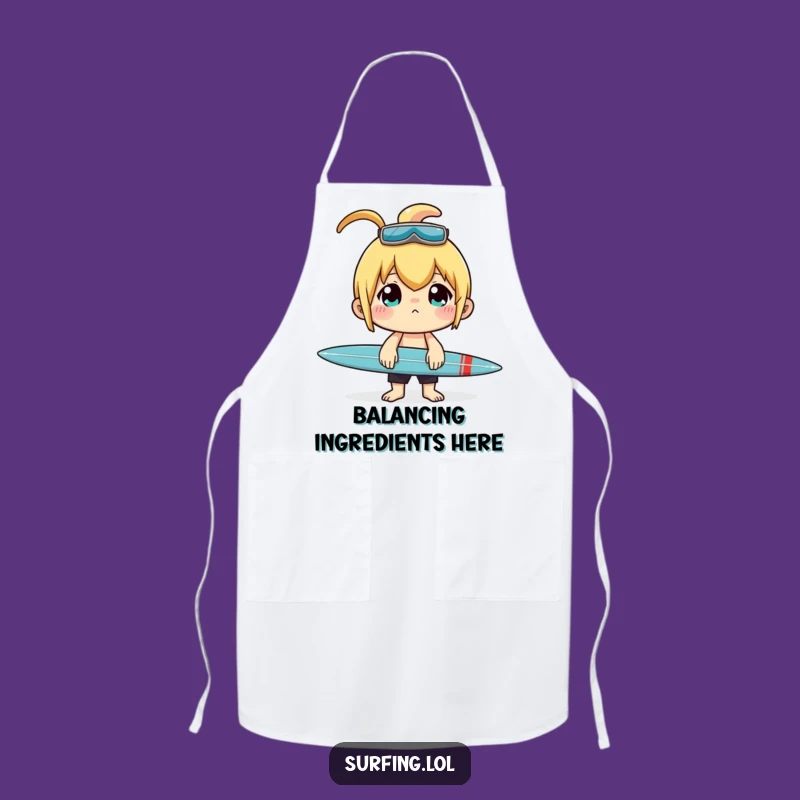Funny Surfer Apron: Concentrated Character Balancing Surfboard Gift