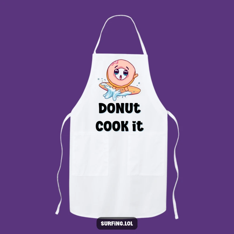 Funny Donut Surf Fail Apron: Surprised Splash, Kitchen Fun