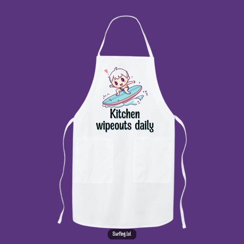 Funny Kitchen Wipeout Apron - Comical Surfing Chef Gift Idea