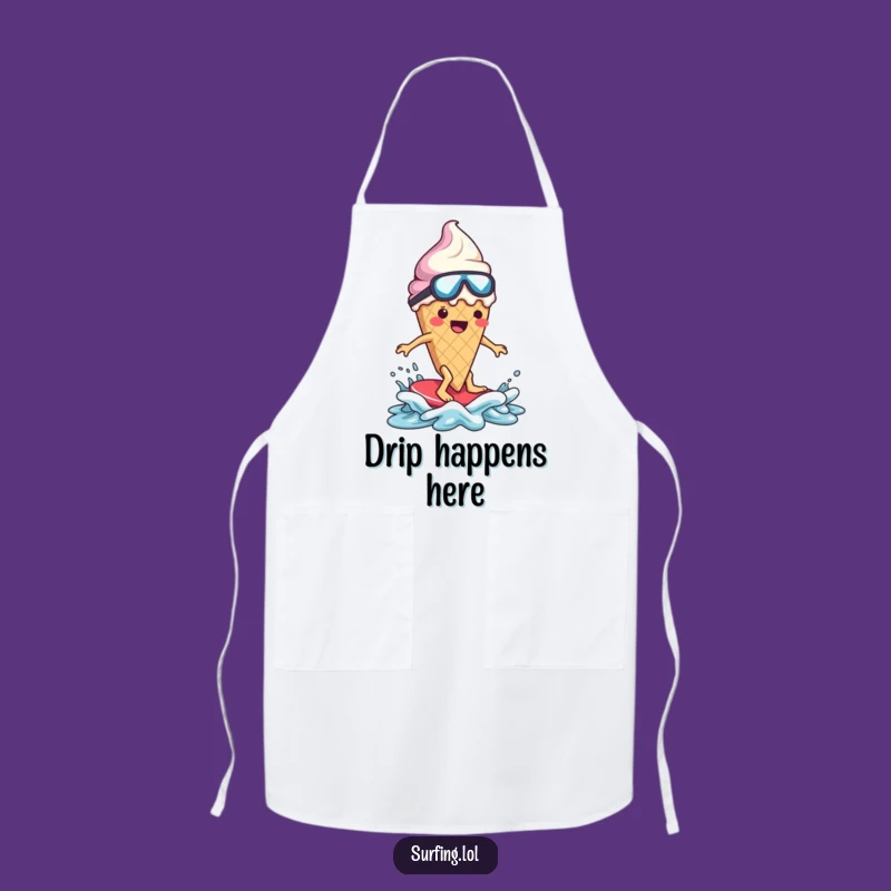Funny Melting Ice Cream Surfer Apron: Kitchen Surf Disaster, Perfect Funny Gift