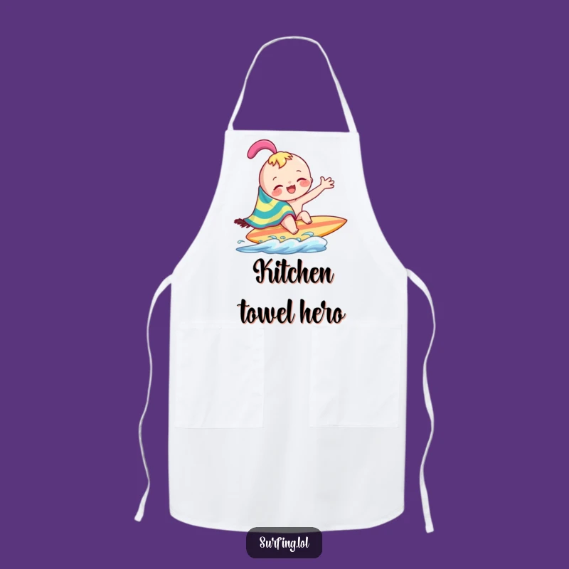Funny Surf Towel Character Apron: Joyful Wiping Kitchen Fun, Chef's Humor, Perfect Funny Gift