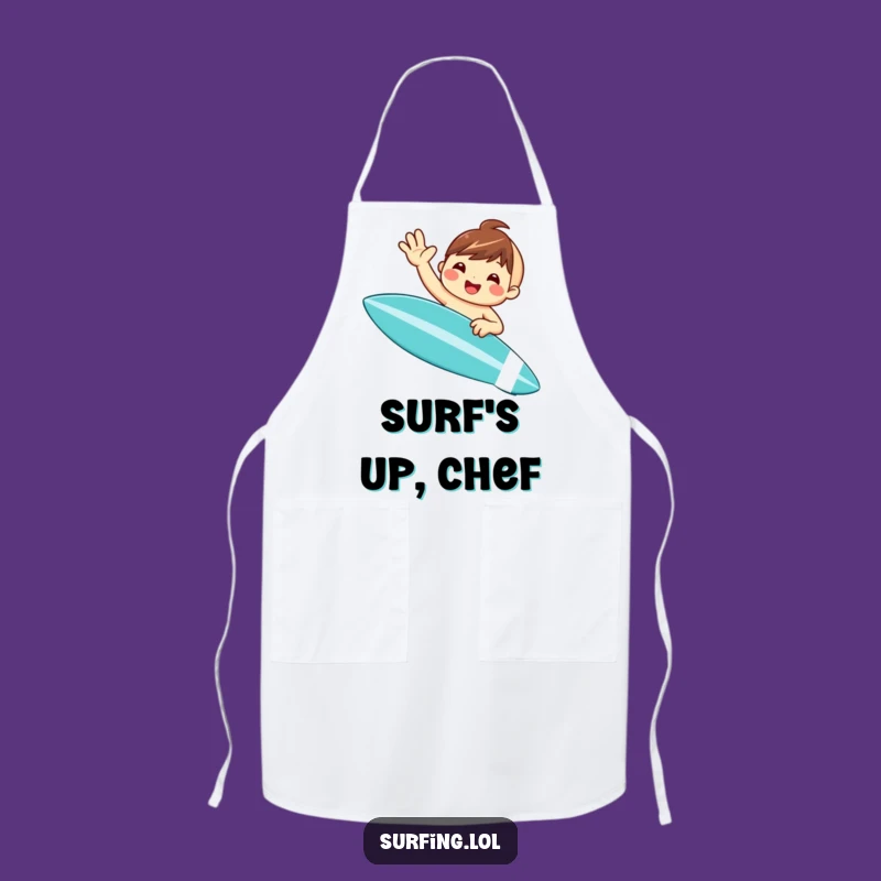 Funny Surfer Apron: Cute Waving Character Chef Gift for Kitchen Fun
