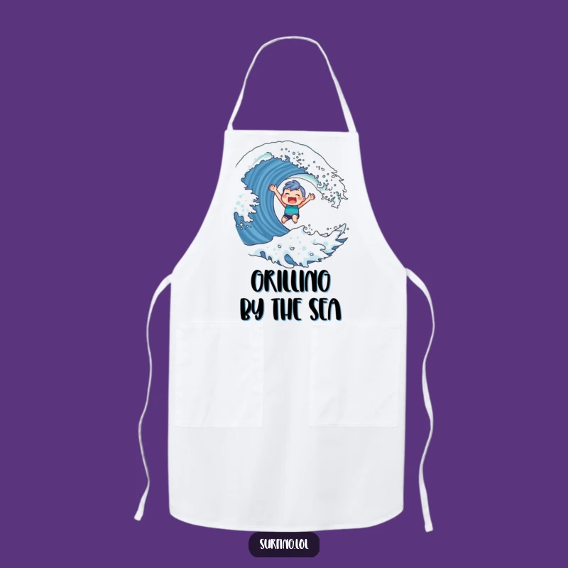 Funny Surfer Character Apron: Triumphant Kitchen Wave Rider, Gift