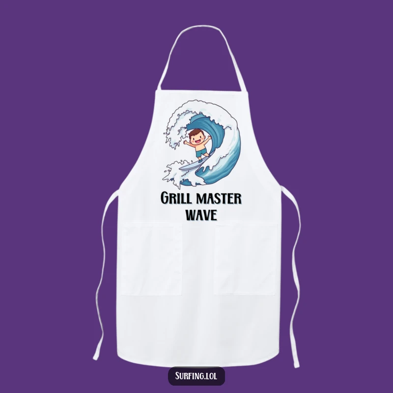 Funny Surf Smiley Wave Apron: Beach Cook's Delight, Keep Clean with Humor