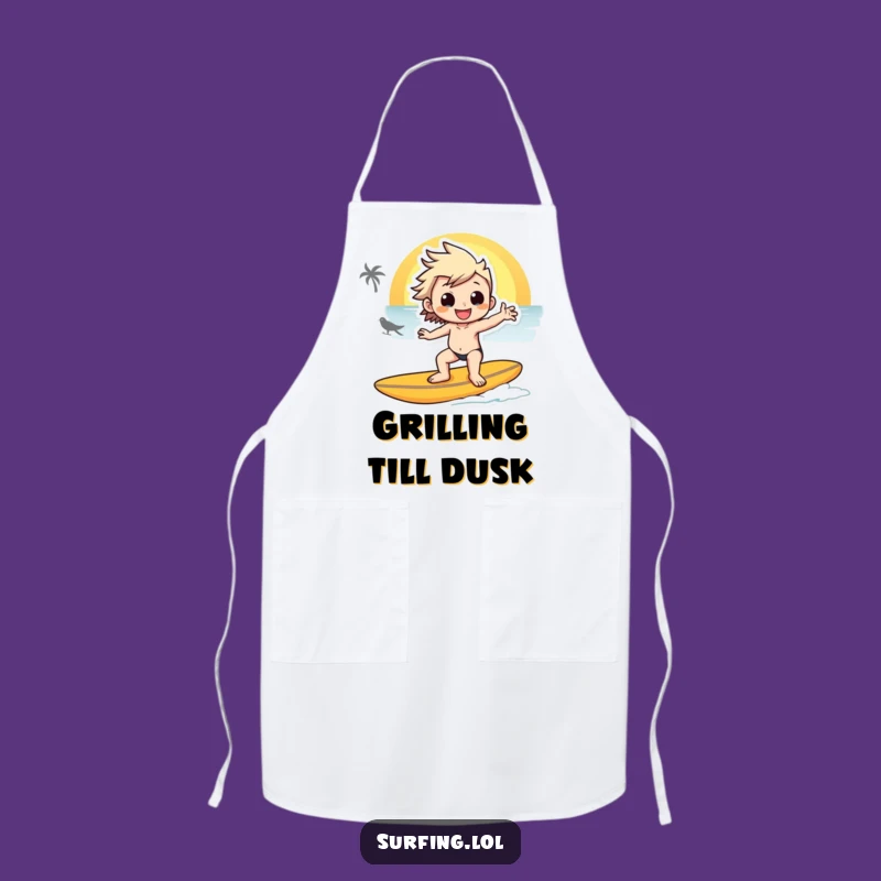 Funny Sunset Surfer Apron - Sunset Cooking, Fun Funny Gift