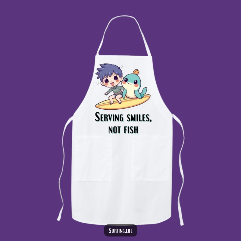 Funny Surf Buddies Apron: Character & Sea Creature, Kitchen Humor Gift