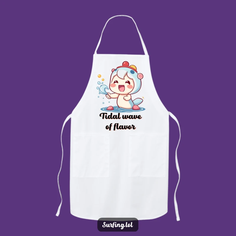 Funny Kawaii Beach Apron: Happy Character Sea Spray Fun, Quirky Funny Gift