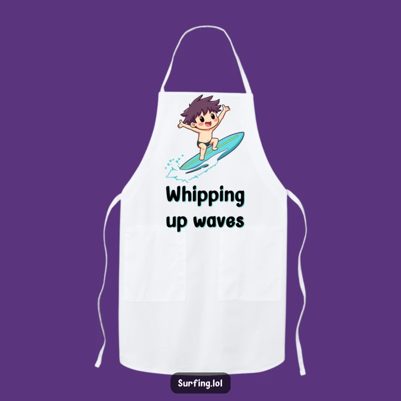 Funny Surfer Chef Apron, Joyful Beach Kitchen Gift, Humorous Foodie Gift