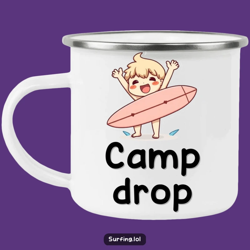 Funny Surf Drop Camping Mug: Adventure with Happy Beach Fails