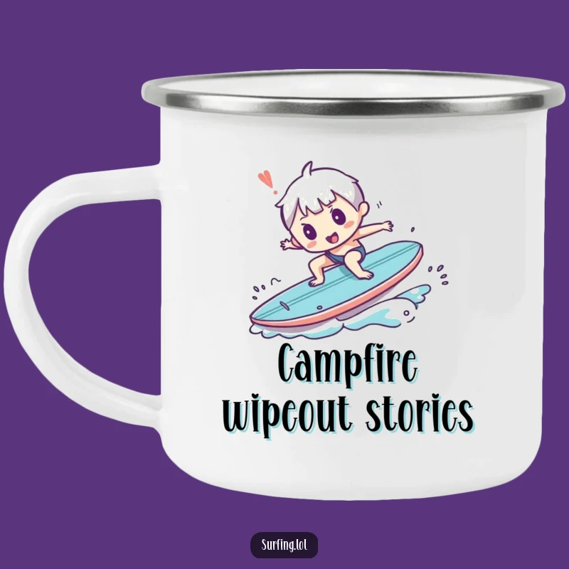Funny Campfire Wipeout Mug - Comical Surfer Outdoor Gift