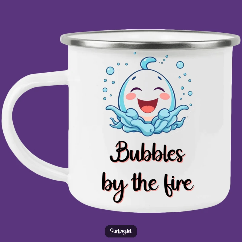Funny Bubbly Icon Camping Mug: Enjoy Outdoors with Laughing Vibes