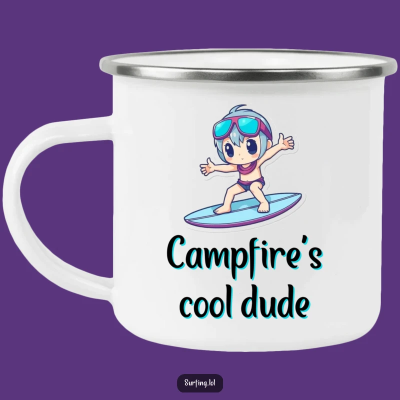 Funny Cool Surfer Camping Mug - Character Pose Outdoor Style, Humorous Gift