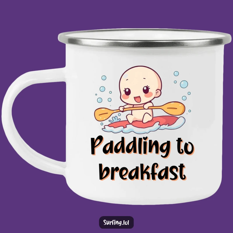 Funny Paddling Camping Mug: Furious Effort, Excited Bubbles Gift