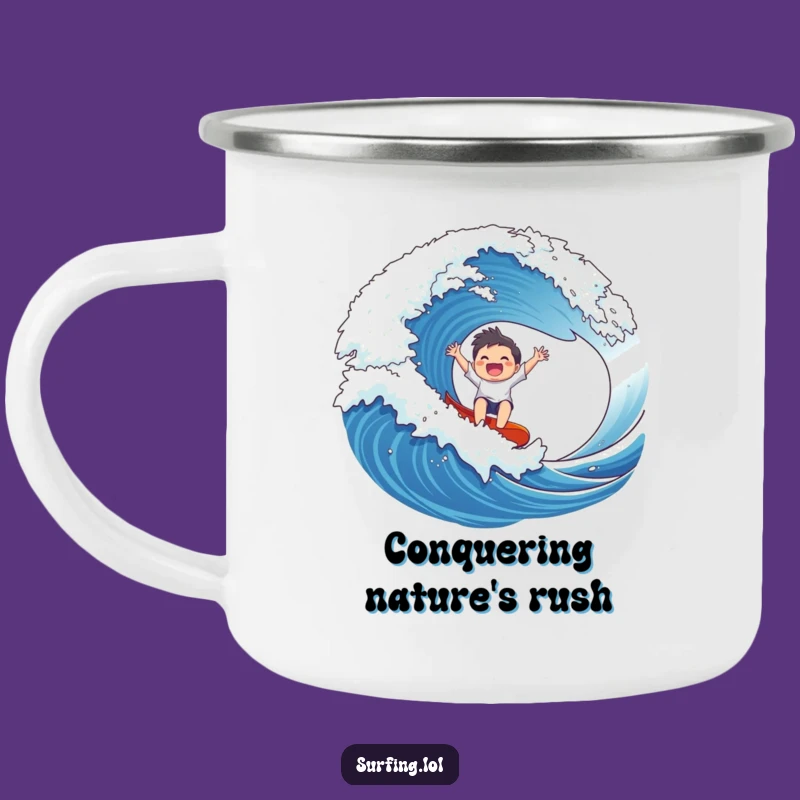 Funny Wave Rider Camping Mug: Enjoy Your Brews with This Exhilarating Outdoor Adventure Mug!