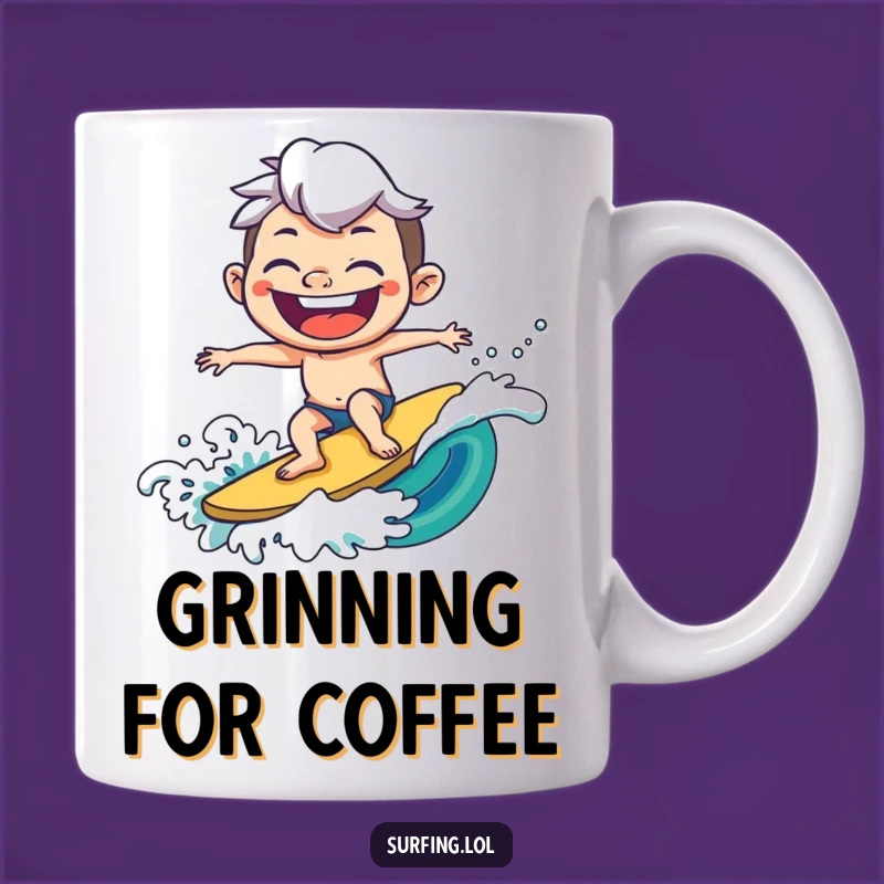 Funny Joyful Surfer Character Mug - Goofy Grin, Ultimate Funny Gift