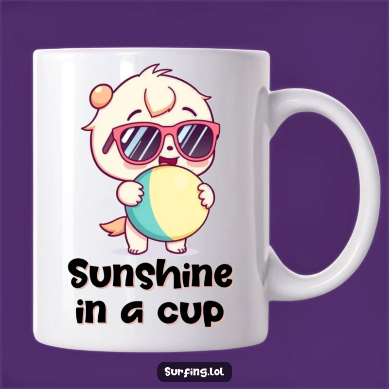 Funny Kawaii Beach Star Mug - Glee Holding Beach Ball Gift
