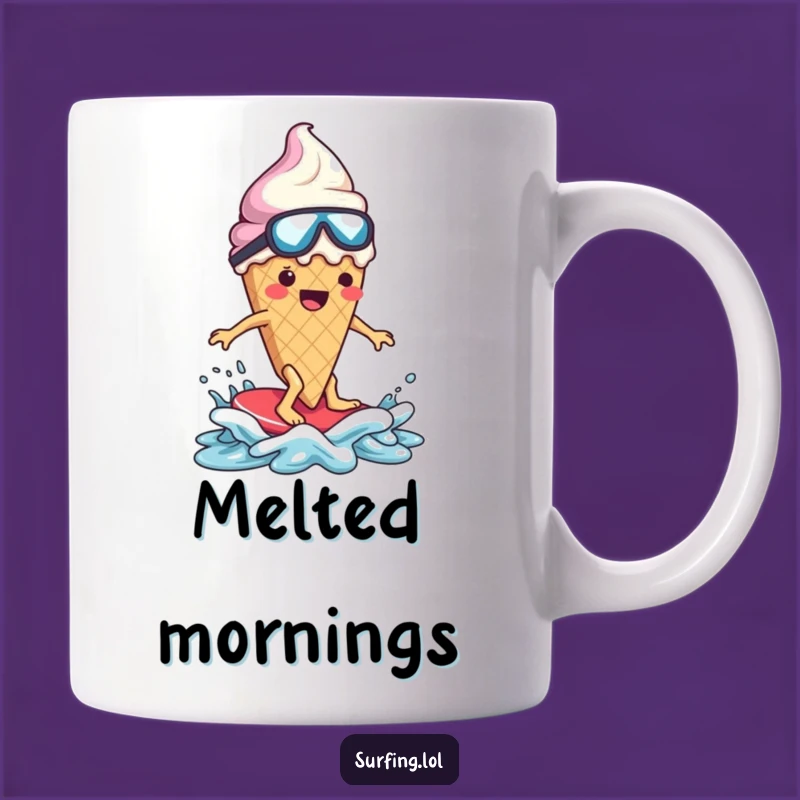 Funny Melting Ice Cream Surfer Mug: Clumsy Treat, The Ultimate Funny Gift