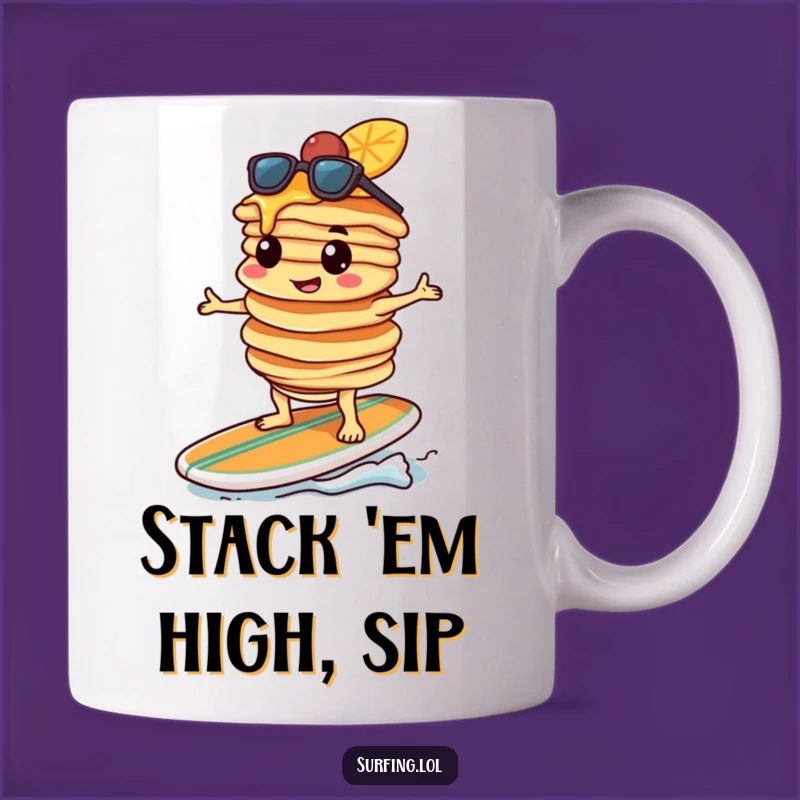 Funny Pancake Surfer Mug: Determined Breakfast Hero, Awesome Funny Gift Idea