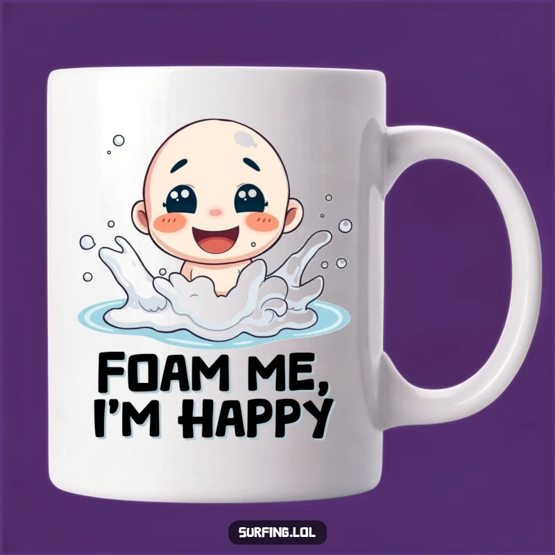 Funny Splash Mug: Joyful Character in Ocean Foam, Perfect Happy Gift