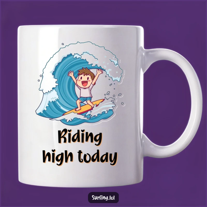 Funny Surfer Mug: Huge Wave Victory Cheer, Ocean Lover, Perfect Gift