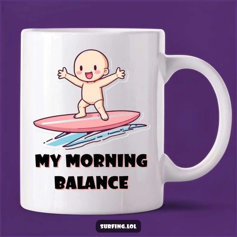 Funny Tiny Surfer Mug: Gleeful Balance, Perfect Funny Gift for Surfers