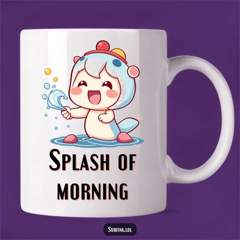 Funny Kawaii Splash Mug: Happy Character Sea Spray, Joyful Funny Gift