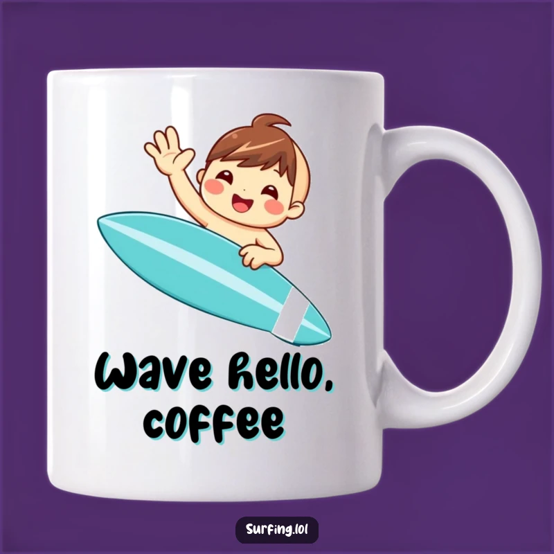 Funny Surfer Wave Mug: Adorable Character Surf Gift for Happy Beach Lovers