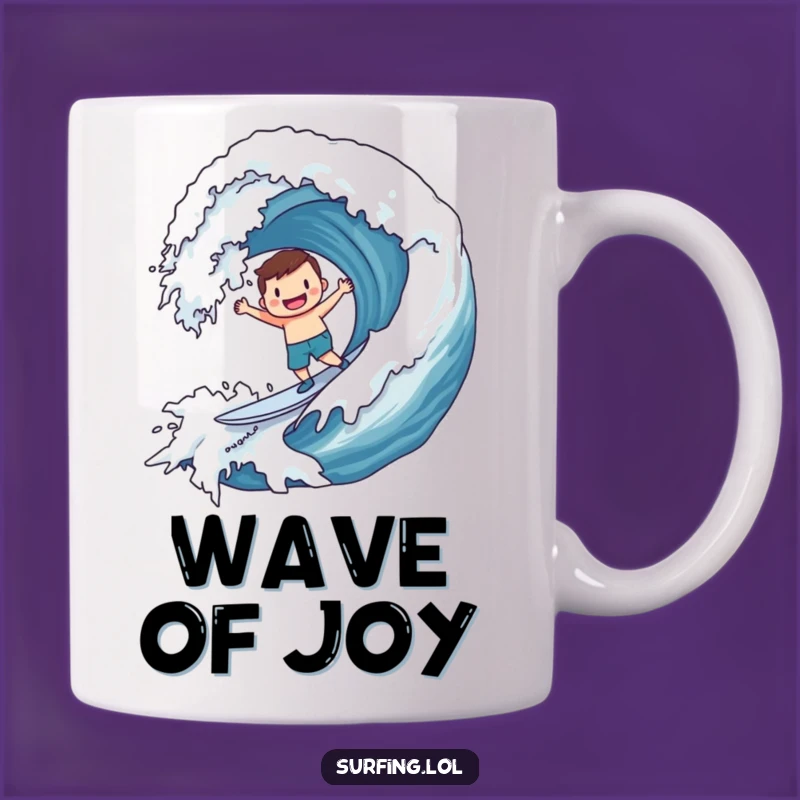 Funny Surf Smiley Wave Mug: Pure Joyful Ride, Perfect Funny Gift