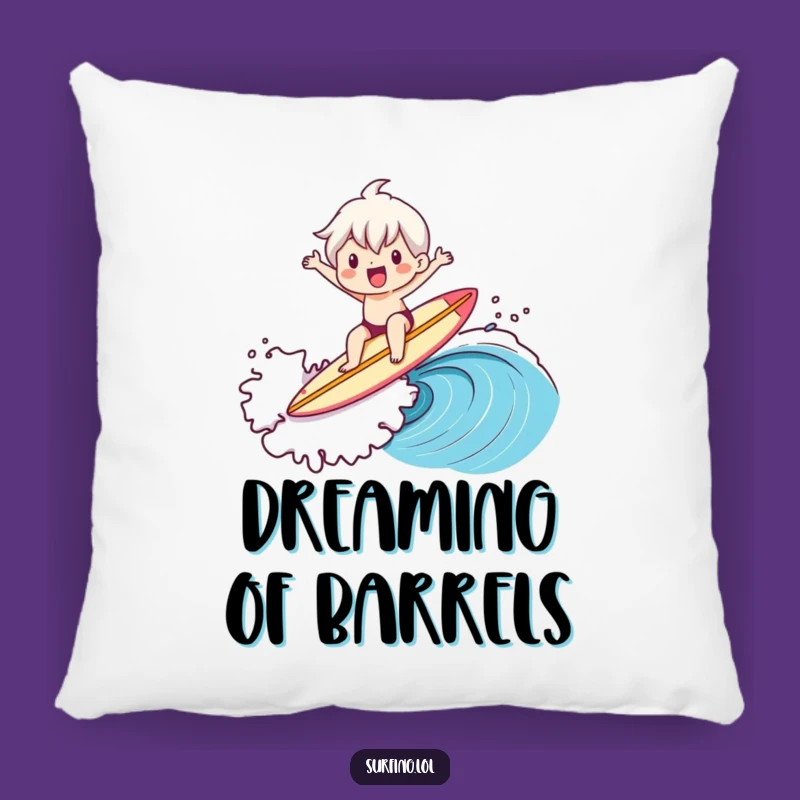 Comfy Funny Surfer Pillow: Cute Character Wave Accent, Cozy Funny Gift