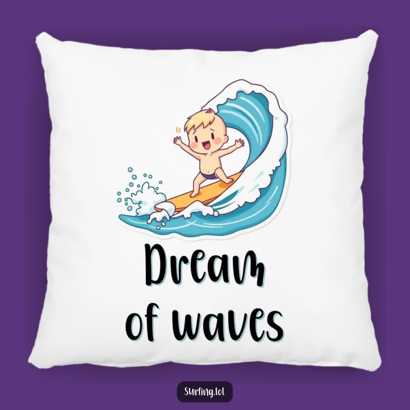 Funny Surfer Dance Pillow: Charming Figure Catches Wave, Cozy Funny Gift