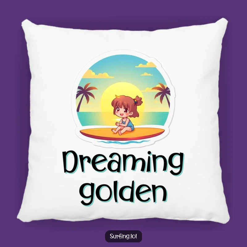 Funny Sunset Surfer Pillow: Joyful Character Cushion Gift