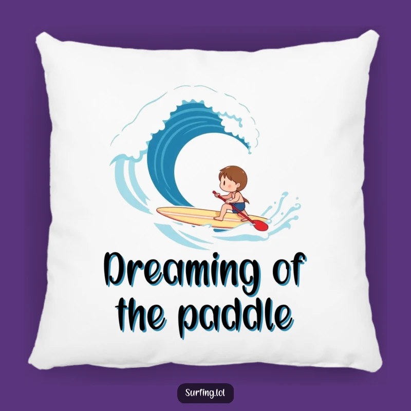 Funny Paddling Surfer Pillow - Soft Character Comfort, Cozy Humorous Gift