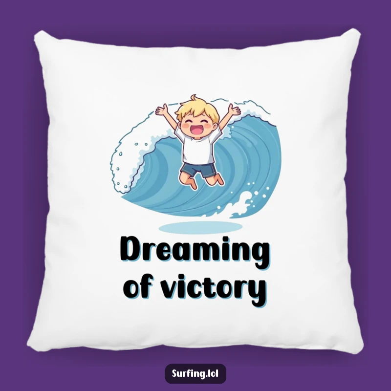 Funny Wave Catching Pillow: Cozy Cushion of Triumphant Joy, Home Decor