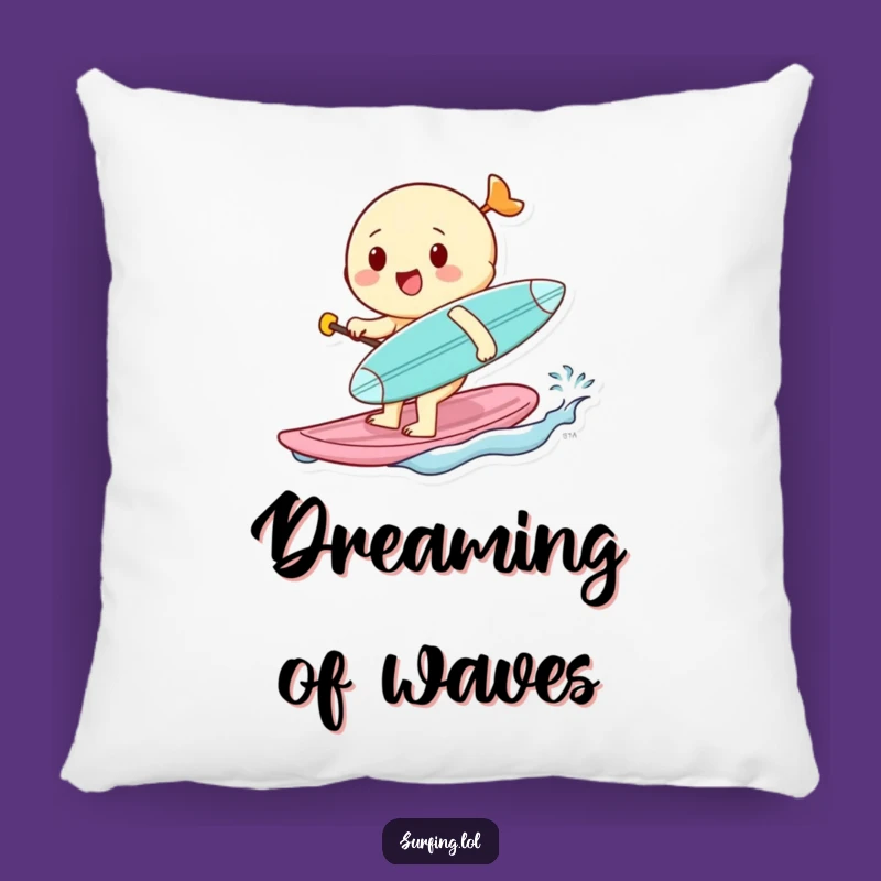 Funny Cheerful Surfer Pillow - Tiny Board Comfort, Soft Funny Gift