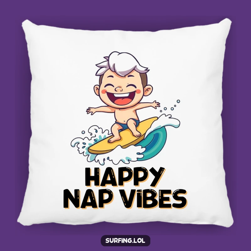 Funny Joyful Surfer Pillow - Grin Comfort, Soft Funny Gift