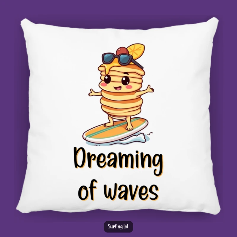 Funny Pancake Surfer Pillow: Comfy Breakfast Wave Cushion, Sweet Funny Gift