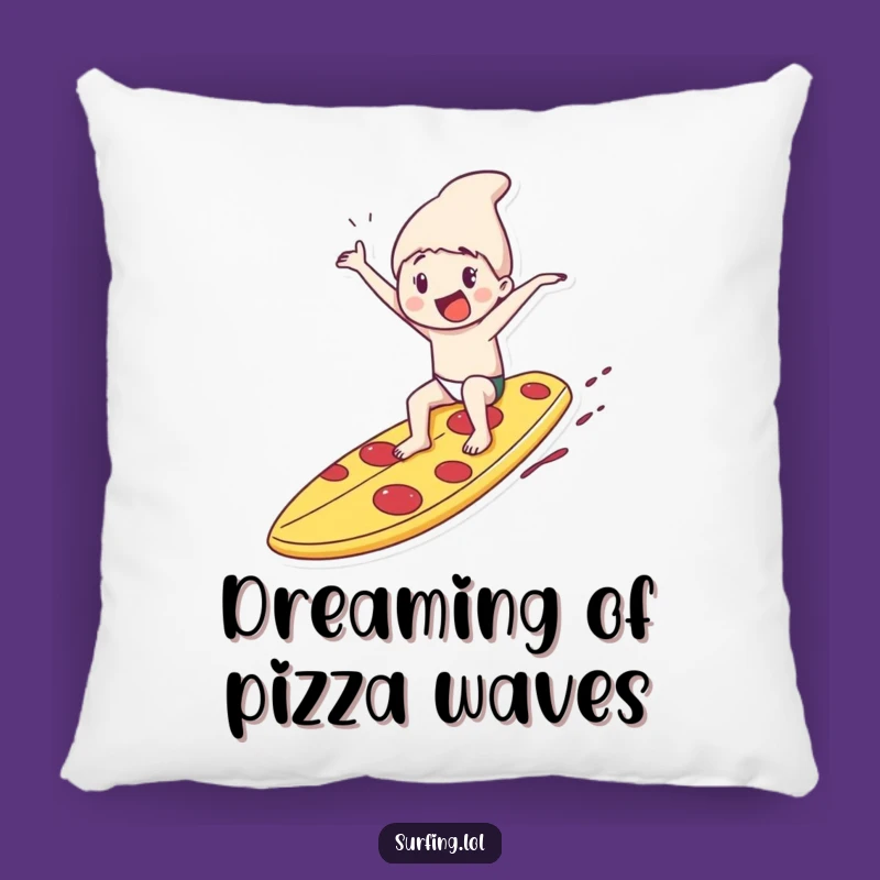 Funny Pizza Surfboard Pillow: Comfy Character Cushion, Hilarious Home Decor