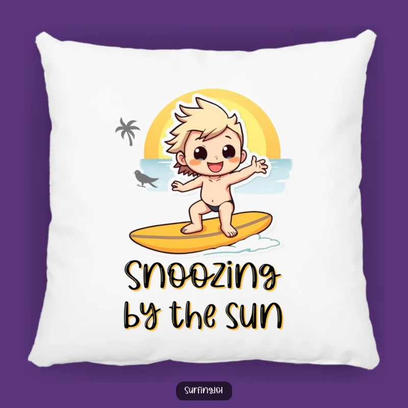 Funny Sunset Surfer Pillow - Sunset Comfort, Soft Funny Gift