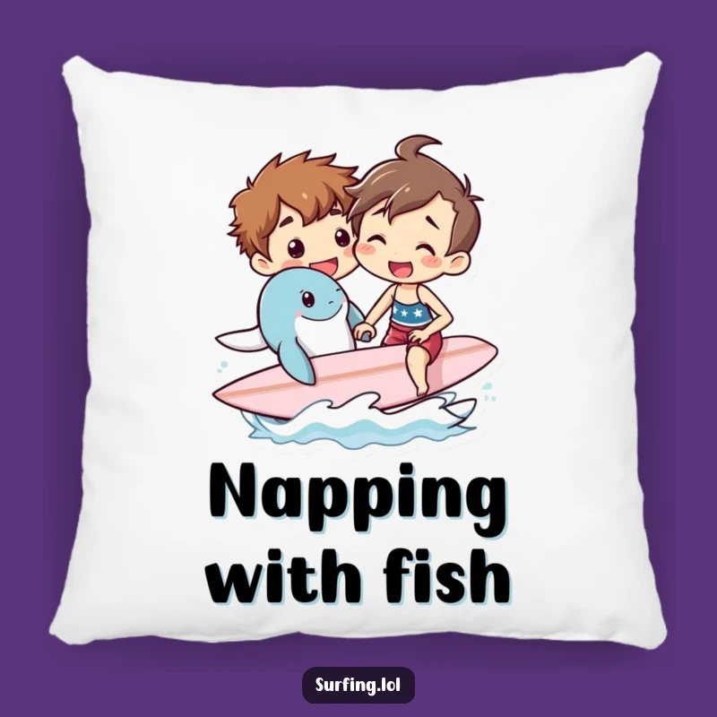 Funny Surf Lesson Pillow: Sea Creature Cushion for Beach Lovers