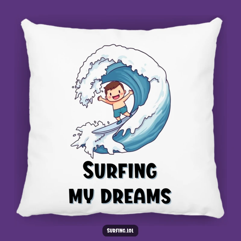 Funny Surf Smiley Wave Pillow: Cozy Beach Dreams, Soft and Humorous
