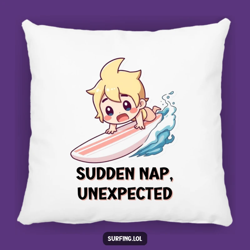 Funny Surfer Pillow: Gasping Dive, Surprised Wipeout Gift