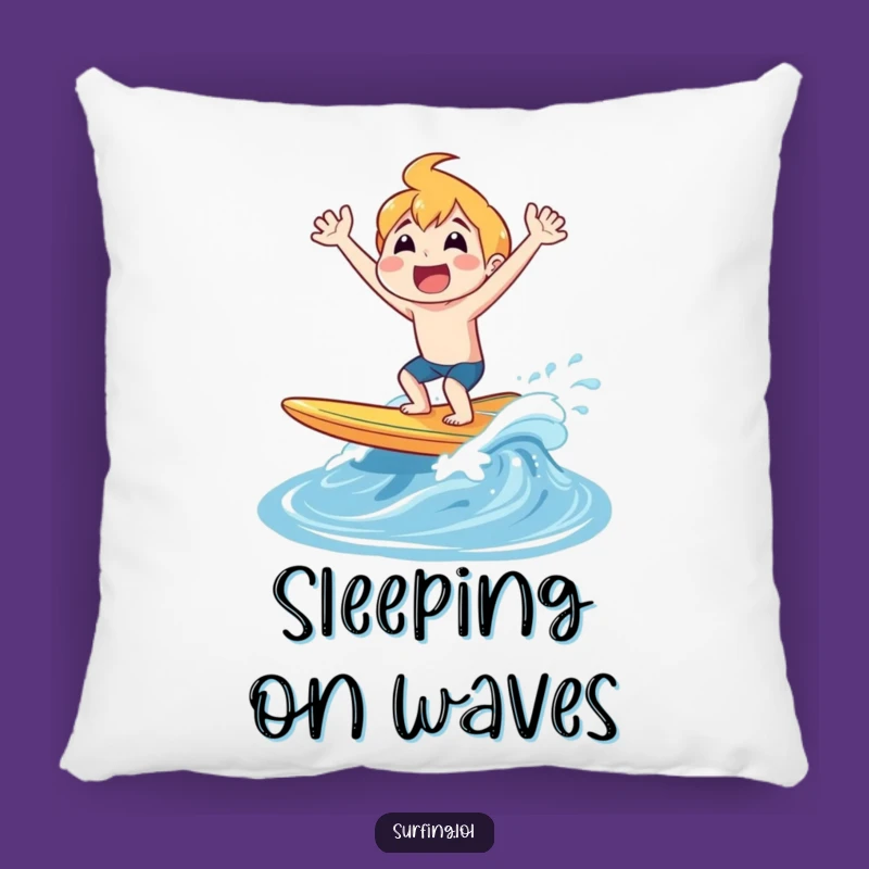 Funny Surfing Joyful Shout Pillow - Comfy Beach Accent