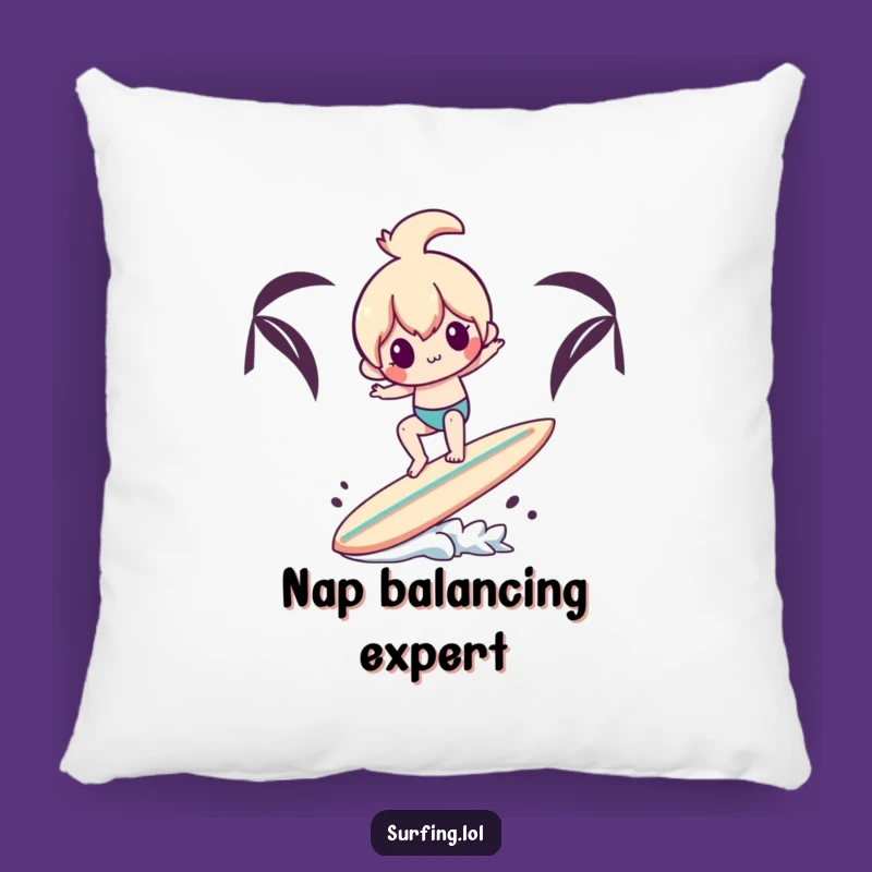 Funny Balancing Surfer Pillow - Comfy Chaos, Plush Funny Gift