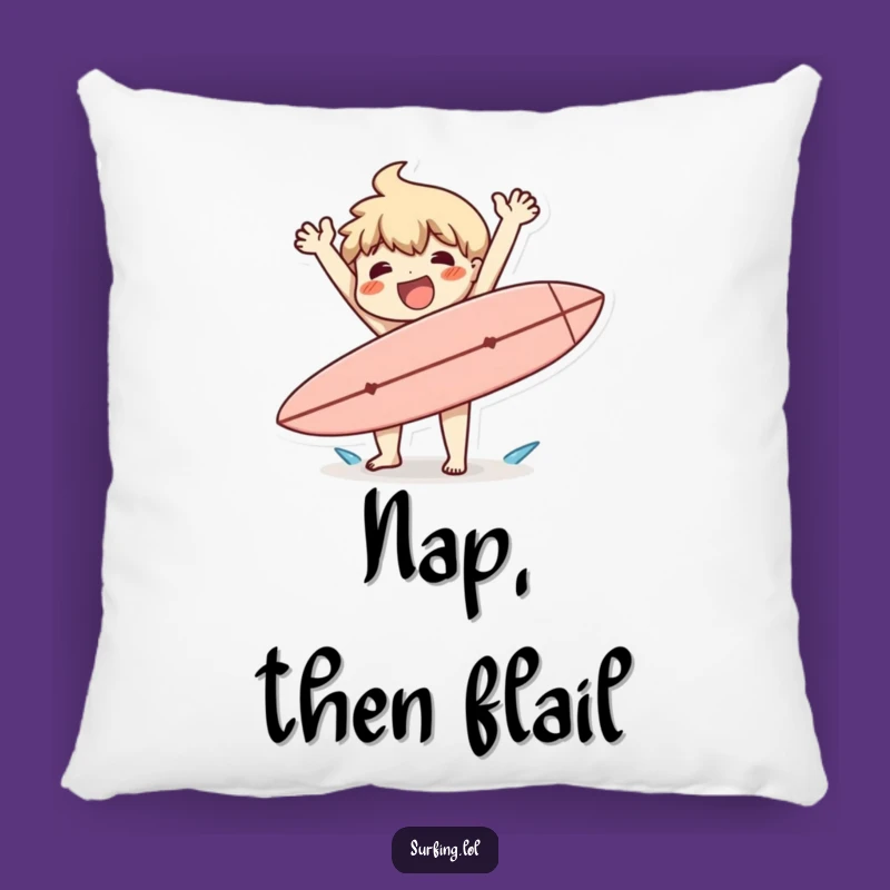 Funny Surf Drop Pillow: Comfy Cushion for Clumsy Beach Vibes