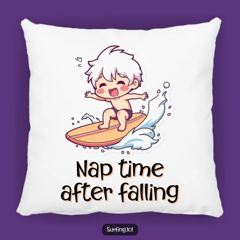 Funny Wipeout Surfer Pillow - Soft Smiling FAIL, Cozy Humorous Gift