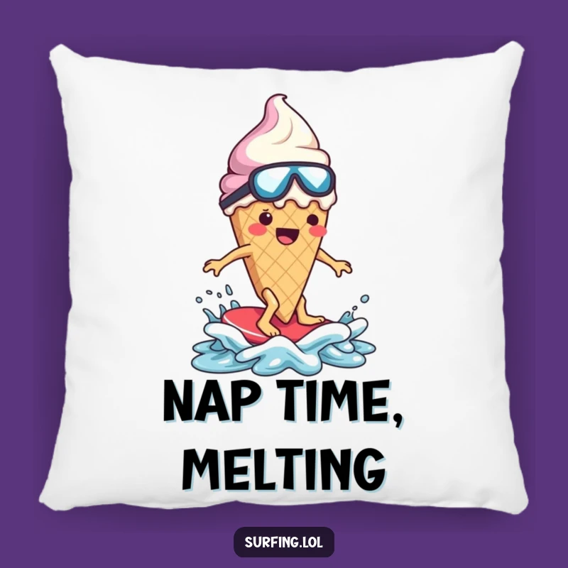 Funny Melting Ice Cream Surfer Pillow: Comfy Meltdown Cushion, Sweet Funny Gift