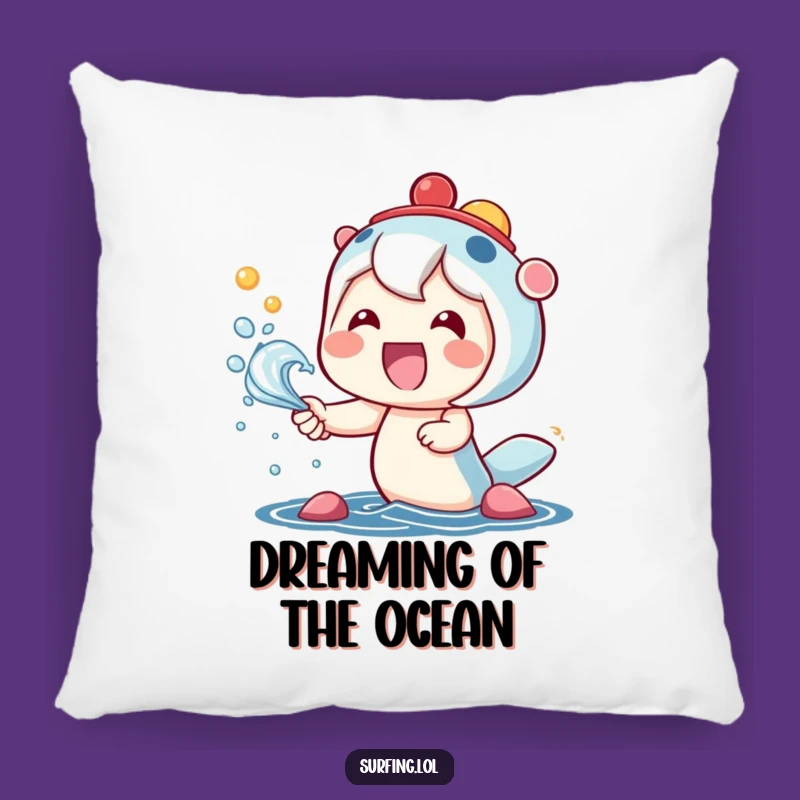 Soft Funny Kawaii Pillow: Happy Character Sea Spray Accent, Cozy Funny Gift