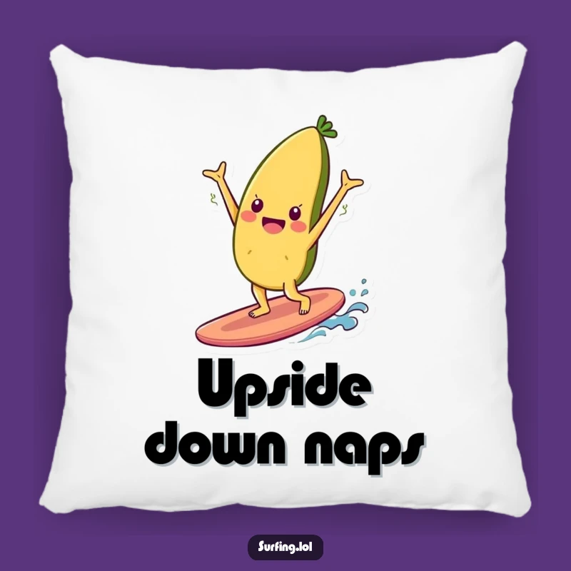 Funny Food Handstand Pillow: Cheerful Surfer, Cozy & Fun Decor