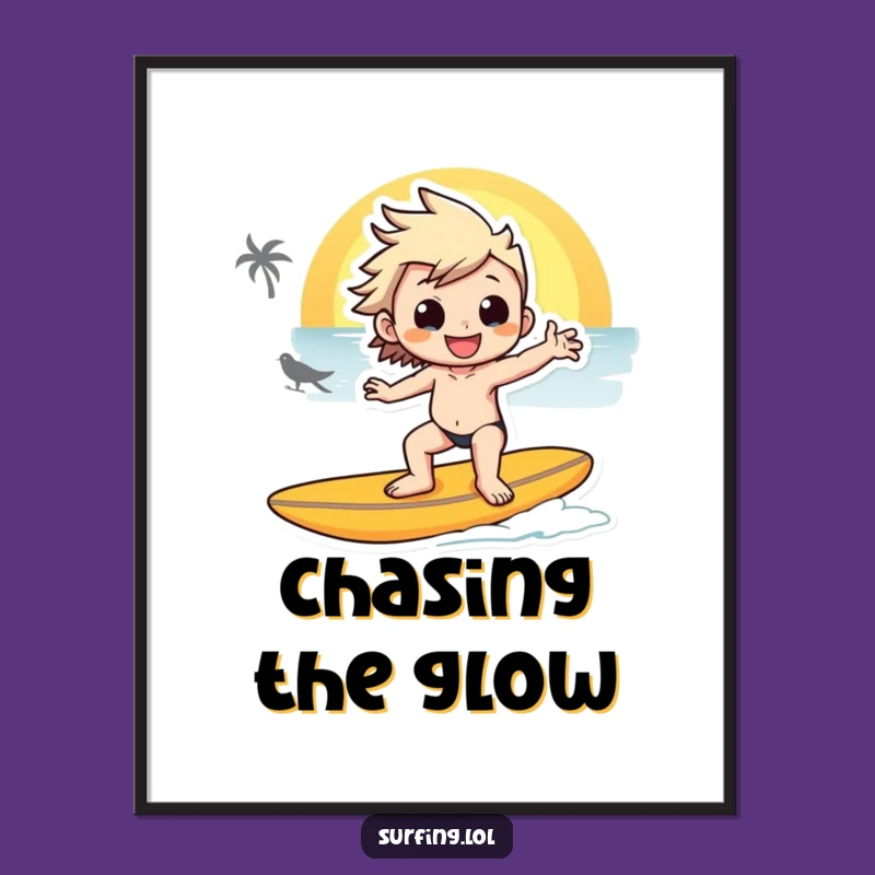 Funny Sunset Surfer Digital Art - Cool Sunset Vibes, Instant Funny Gift