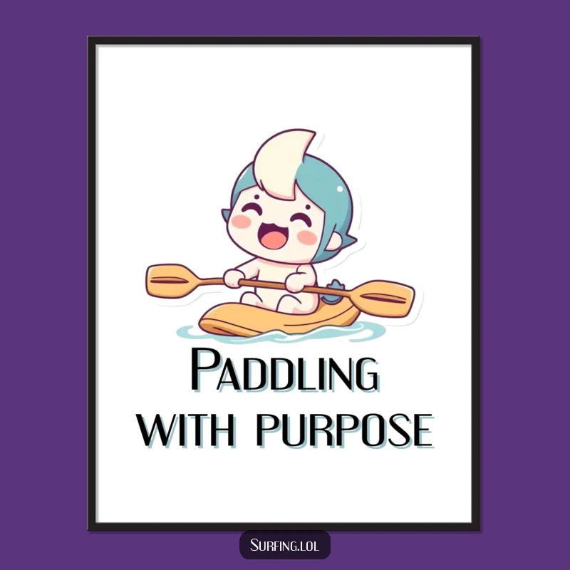 Funny Paddling Character Digital Art: Download Instant Humor and Adventure to Your Space